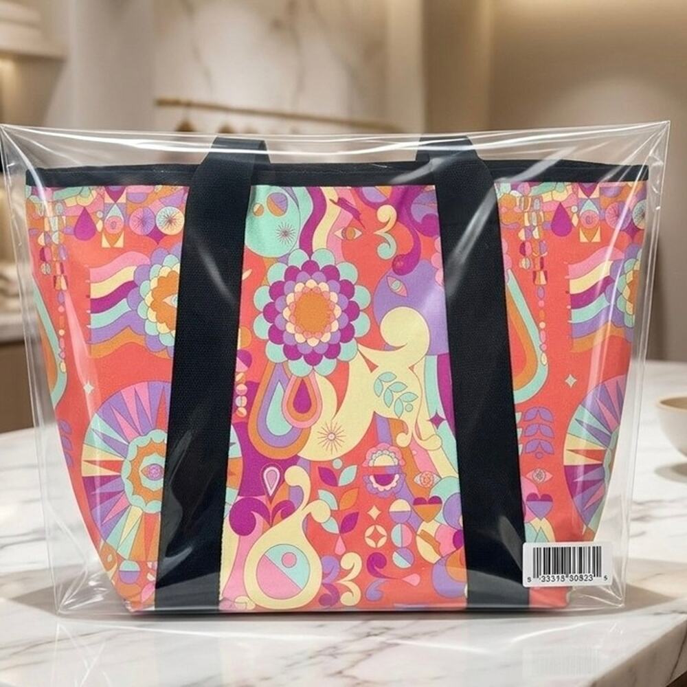 NEW Amika Signature Print Tote Bag Large Psychedelic Floral Beach Travel Salon